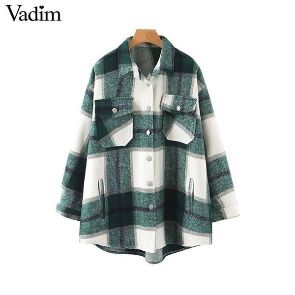 women plaid oversized jacket checkered pockets loose style long sleeve coat female outwear warm causal t200212, Black;brown
women plaid oversized jacket checkered pockets loose style long sleeve coat female outwear warm causal t200212, Black;brown
