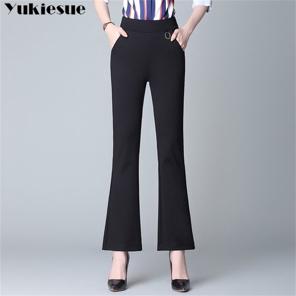 black elegant office lady high elastic waist flare hem pants casual solid womens pants capris spring women pants trousers 210412, Black;white
black elegant office lady high elastic waist flare hem pants casual solid womens pants capris spring women pants trousers 210412, Black;white
