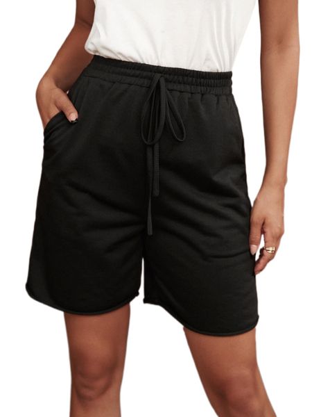 solid drawstring waist track shorts 19u8#, White;black
solid drawstring waist track shorts 19u8#, White;black