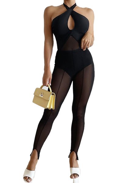 contrast mesh halter o.ne p.iece swimsuit with beach pants s1ox#, White;black
contrast mesh halter o.ne p.iece swimsuit with beach pants s1ox#, White;black