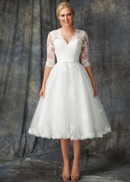 elegant tea length a line wedding dress v-neck 1/2 long sleeve tulle bridal gowns plus size vintage ivory country garden robe de mariée 2022, White
elegant tea length a line wedding dress v-neck 1/2 long sleeve tulle bridal gowns plus size vintage ivory country garden robe de mariée 2022, White