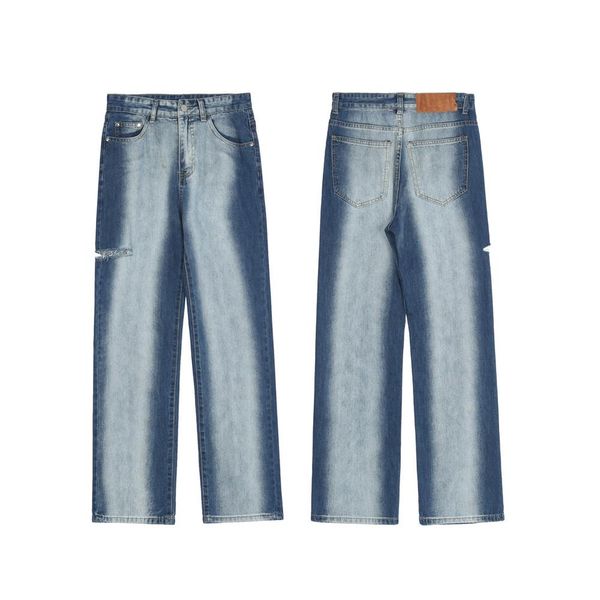 light color straight tube pierced jeans men are thin and loose high street mops, Blue
light color straight tube pierced jeans men are thin and loose high street mops, Blue