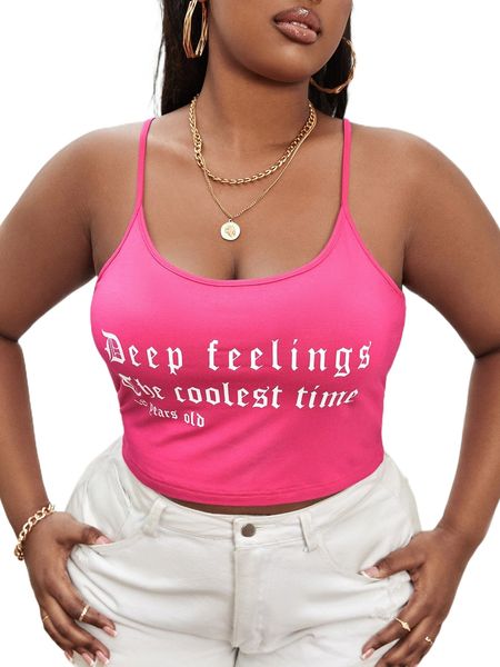 sxy plus slogan graphic cami g78g#, Black