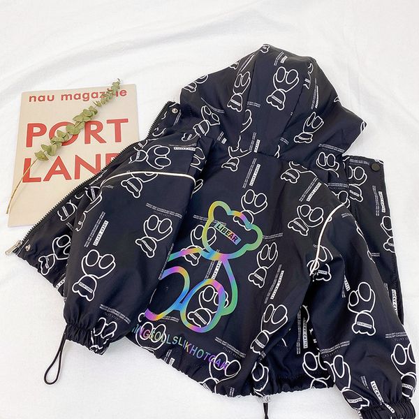 boys girls reflective bear jacket kids cartoon letter printed hooded long sleeve outwear children loose casual clothing q7703, Blue;gray
boys girls reflective bear jacket kids cartoon letter printed hooded long sleeve outwear children loose casual clothing q7703, Blue;gray