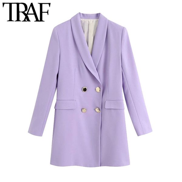 traf women fashion office wear double breasted blazer coat vintage long sleeve flap pockets female outerwear chic lj201021, White;black
traf women fashion office wear double breasted blazer coat vintage long sleeve flap pockets female outerwear chic lj201021, White;black