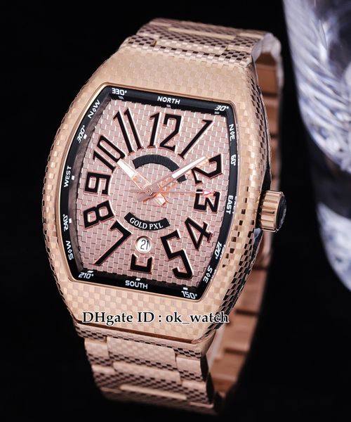 luxury new vanguard date automatic mens watch v45 sc dt rose gold case stainless steel strap sport gents watches, Slivery;brown
luxury new vanguard date automatic mens watch v45 sc dt rose gold case stainless steel strap sport gents watches, Slivery;brown