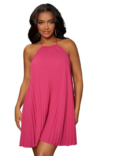 sxy crisscross backless pleated cami dress m02l#, Black;gray