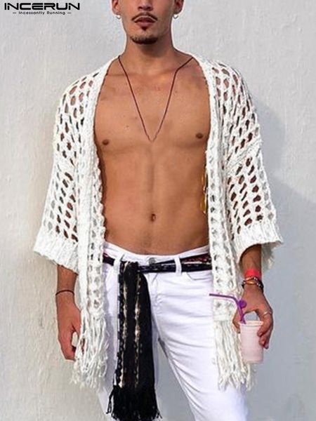 incerun men shirt solid color tassel mesh hollow out streetwear see through camisas open stitch loose casual men cardigan 220708, White;black
incerun men shirt solid color tassel mesh hollow out streetwear see through camisas open stitch loose casual men cardigan 220708, White;black