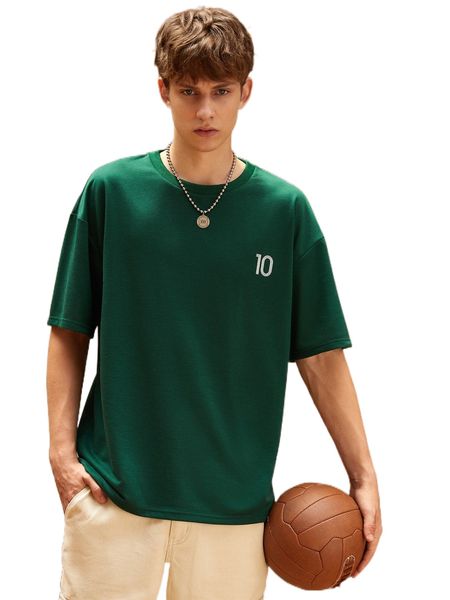 men number print drop shoulder tee r8xg#, White;black 
men number print drop shoulder tee r8xg#, White;black