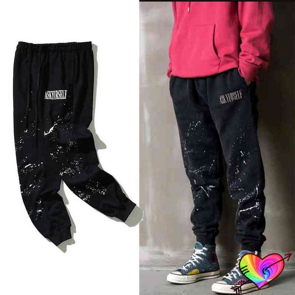 black askyurself spot sweatpants men women high street foam printing askyurself pants vintage trousers t220803
black askyurself spot sweatpants men women high street foam printing askyurself pants vintage trousers t220803