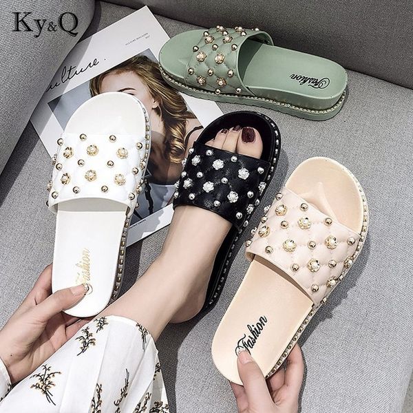 lulaika summer new ladies slippers fashion pearl metal decorative platform sand drag wild word nonslip beach slippers 210301, Black
lulaika summer new ladies slippers fashion pearl metal decorative platform sand drag wild word nonslip beach slippers 210301, Black