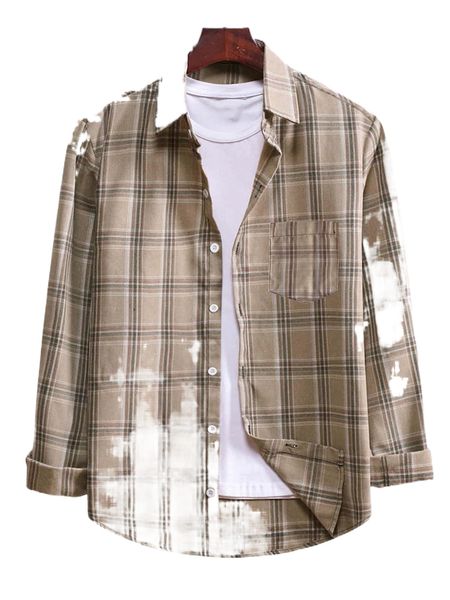 men plaid pocket front shirt without tee b3mu#, White;black
men plaid pocket front shirt without tee b3mu#, White;black