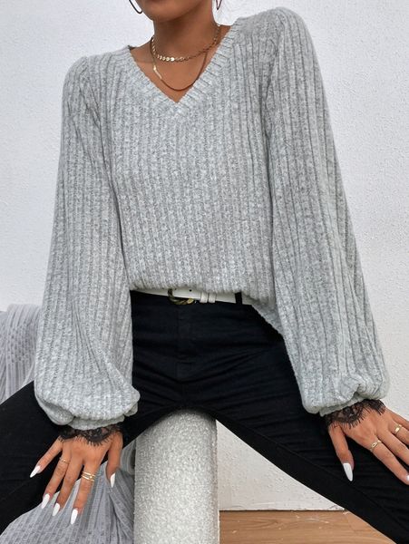 v neck rib-knit tee h983#, White
v neck rib-knit tee h983#, White