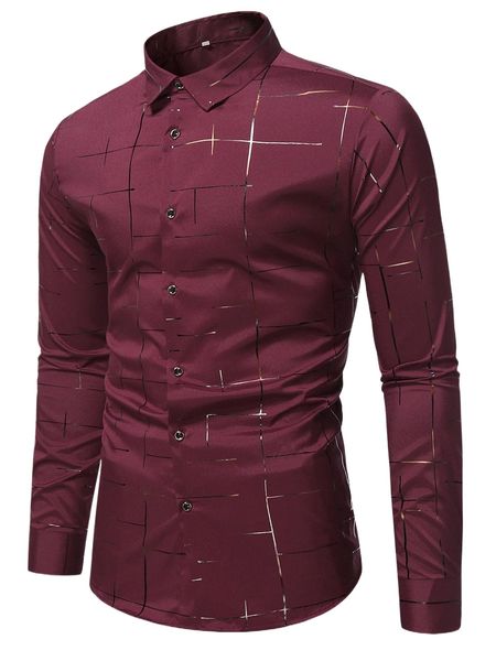 men gold print shirt 07ml#, White;black