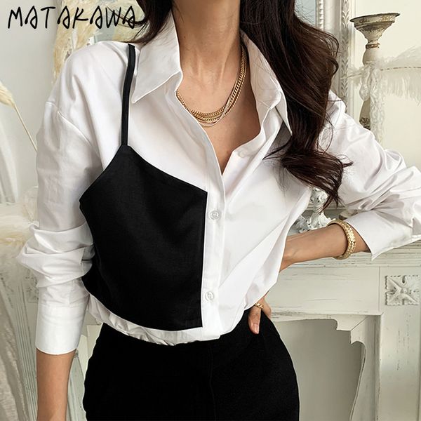 lapel ladies shirt singlebreasted asymmetric blusas stitching contrast color fake two longsleeved women blouses 210506, White
lapel ladies shirt singlebreasted asymmetric blusas stitching contrast color fake two longsleeved women blouses 210506, White