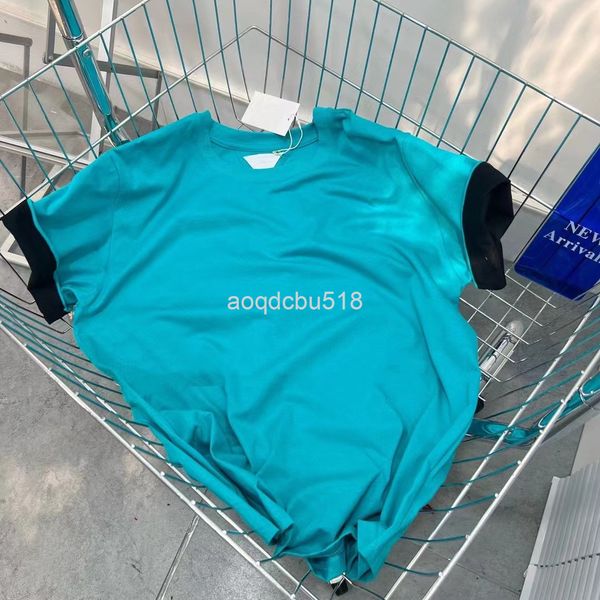 women's t-shirt bv correct spring and summer style lake water blue fold over flanging double sleeve contrast letter embroidery men', White
women's t-shirt bv correct spring and summer style lake water blue fold over flanging double sleeve contrast letter embroidery men', White