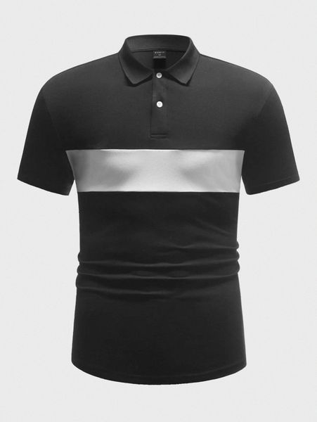 men contrast panel polo shirt a5rk#, White;black
men contrast panel polo shirt a5rk#, White;black