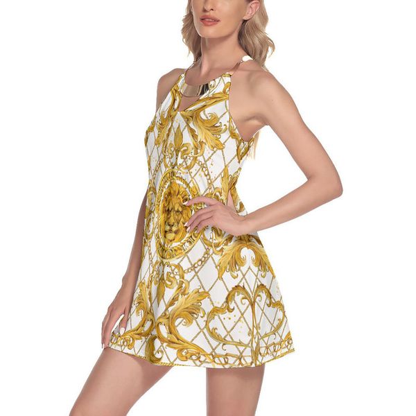 noisydesigns women dresses summer luxury golden floral print boho beach elegant sleeveless halterneck suspender robe 220627, Black;gray
noisydesigns women dresses summer luxury golden floral print boho beach elegant sleeveless halterneck suspender robe 220627, Black;gray