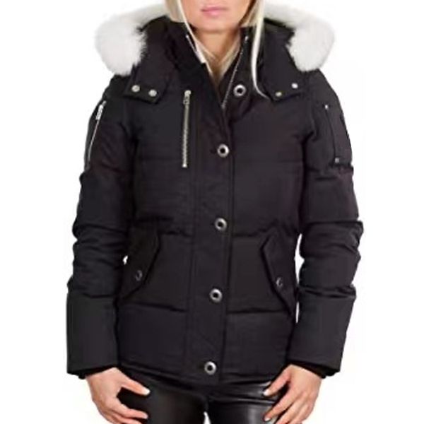 palm moose women's down jacket winter outdoor windproof parka fox fur-trim hooded thick 3q coat, Black
palm moose women's down jacket winter outdoor windproof parka fox fur-trim hooded thick 3q coat, Black