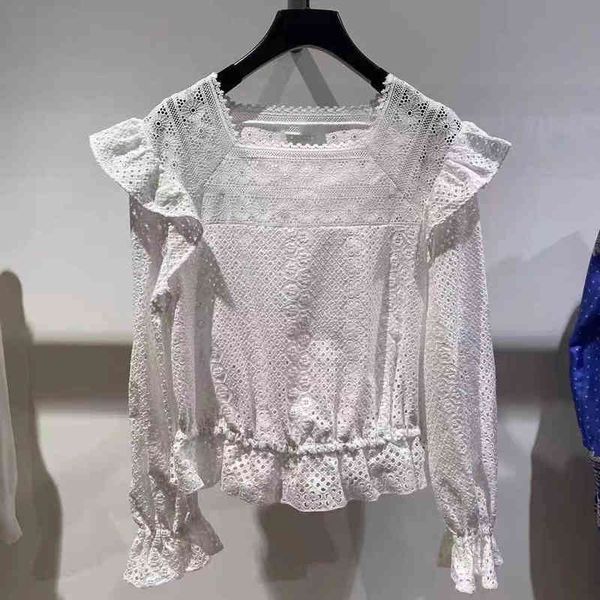 women's t-shirt fadan style in spring and summer lady's style lace cut out embroidered ruffle female, White
women's t-shirt fadan style in spring and summer lady's style lace cut out embroidered ruffle female, White