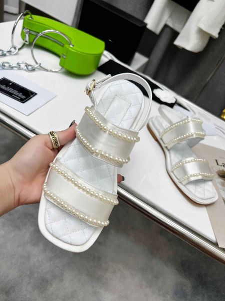 spring summer flat designer sandals soft and comfortable seaside beach shoes rhombic pearl embellished double strap slippers size 35-40, Black
spring summer flat designer sandals soft and comfortable seaside beach shoes rhombic pearl embellished double strap slippers size 35-40, Black