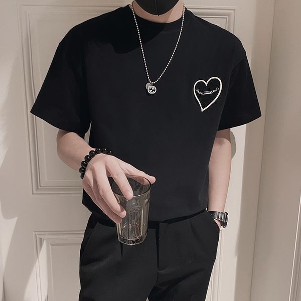 new t shirt men summer fashion cool shirts for male clothing casual harajuku black heart chain men's clothes, White;black
new t shirt men summer fashion cool shirts for male clothing casual harajuku black heart chain men's clothes, White;black
