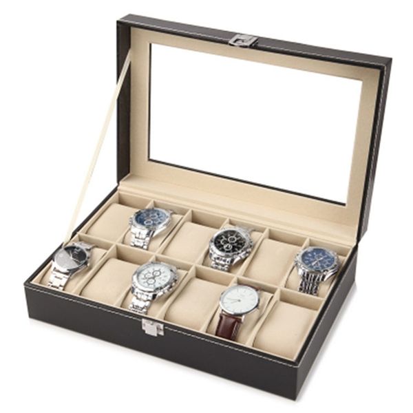 pu leather black mens watch storage with window women gift case fashion display jewelry box 220726, Black;blue
pu leather black mens watch storage with window women gift case fashion display jewelry box 220726, Black;blue