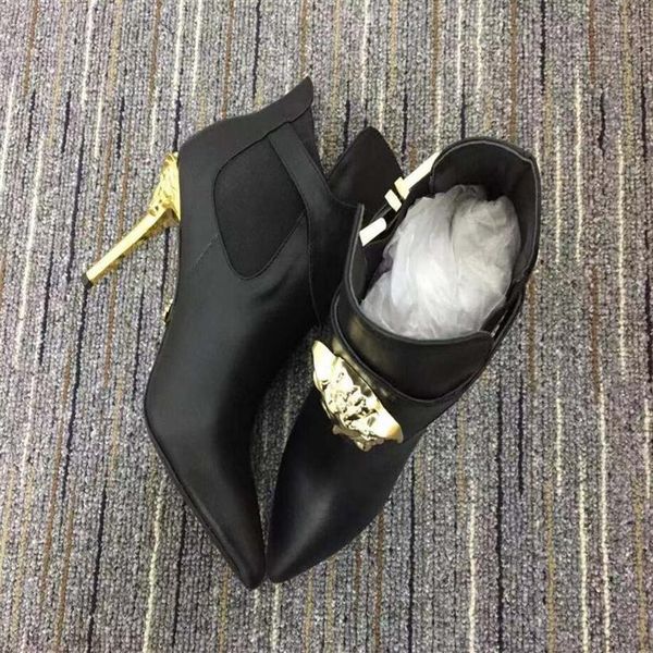 european station super high heel stiletto leather cowhide ankle boots metal versatile fashion martin boots women's boots195a, Black
european station super high heel stiletto leather cowhide ankle boots metal versatile fashion martin boots women's boots195a, Black