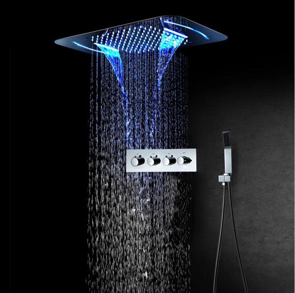 bathroom accessory luxury rainfall waterfall shower faucet set led remote control multi color change rain showerhead with handspray and ther
bathroom accessory luxury rainfall waterfall shower faucet set led remote control multi color change rain showerhead with handspray and ther