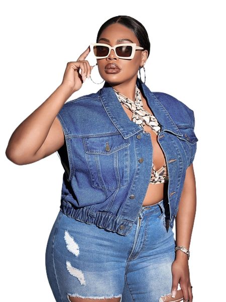 sxy plus flap pocket vest denim jacket l1ev#, Black;brown
sxy plus flap pocket vest denim jacket l1ev#, Black;brown