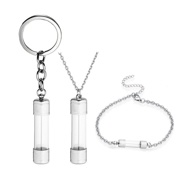 cylinder glass vial pendant necklace memorial ashes key chain cremation urn memorial pet human bracelet gifts jewelry for women, Silver
cylinder glass vial pendant necklace memorial ashes key chain cremation urn memorial pet human bracelet gifts jewelry for women, Silver