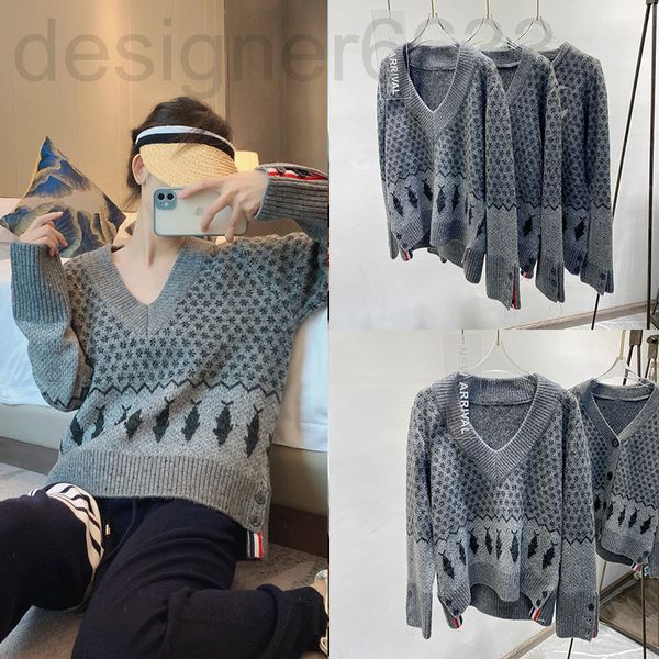 women's knits & tees designer tb autumn and winter women's jacquard v-neck classic four bar ribbon casual knitted sweater women w4, White
women's knits & tees designer tb autumn and winter women's jacquard v-neck classic four bar ribbon casual knitted sweater women w4, White