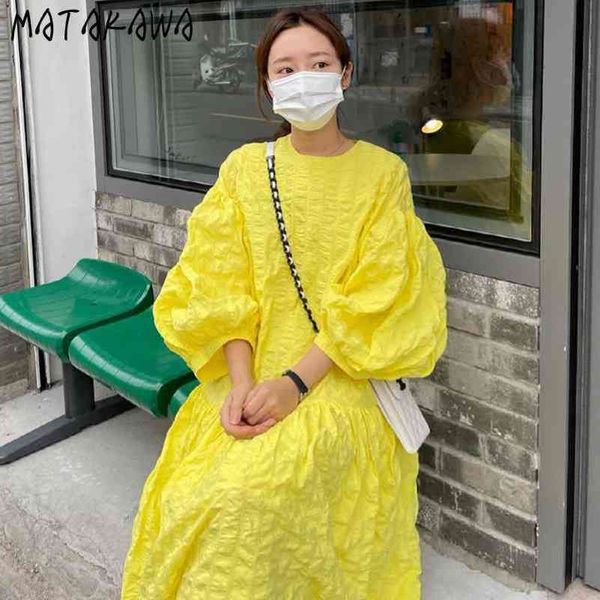 lantern sleeves large swing dresses for women korea chic gentle yellow round neck robe pleated design loose vestidos 210506, Black;gray
lantern sleeves large swing dresses for women korea chic gentle yellow round neck robe pleated design loose vestidos 210506, Black;gray