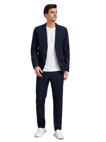 men single breasted blazer & tailored pants h4j9#, White;black 
men single breasted blazer & tailored pants h4j9#, White;black