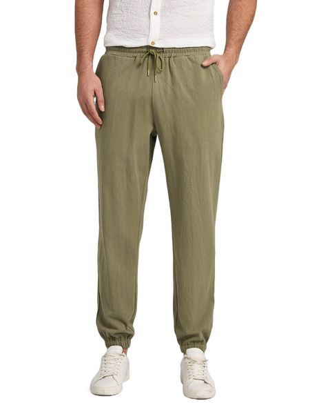 men drawstring waist pants s07f#, Black