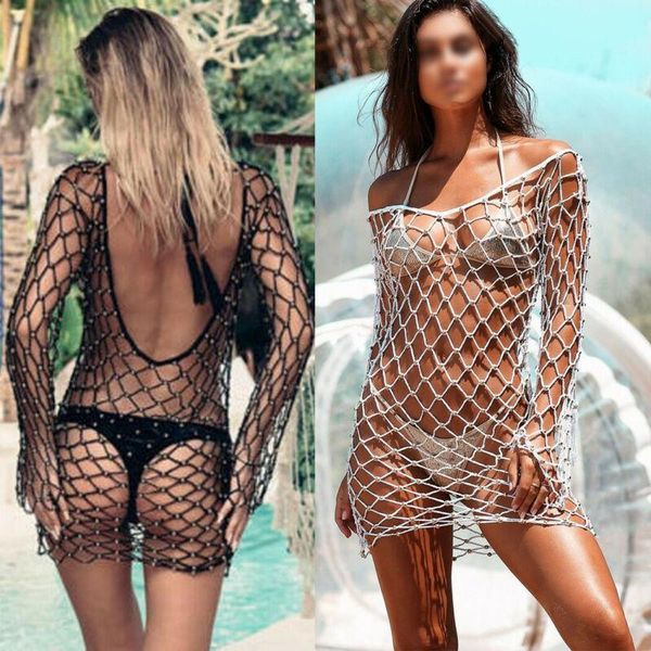 dress women swimwear summer mesh cover-ups pearl beach swimming suits fishnet hollow out aa, White;black
dress women swimwear summer mesh cover-ups pearl beach swimming suits fishnet hollow out aa, White;black