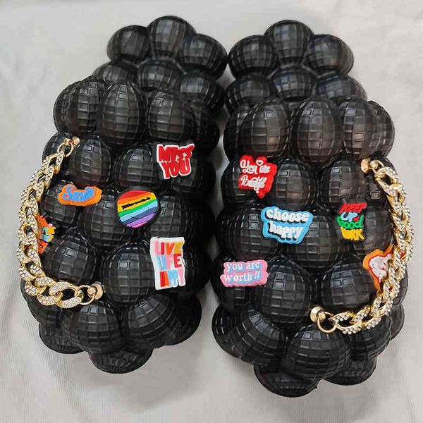 slipper bubble slides with charms for women fashion chain inspirational quotes sandals 2022 summer house slippers platform shoes 0729, Black
slipper bubble slides with charms for women fashion chain inspirational quotes sandals 2022 summer house slippers platform shoes 0729, Black