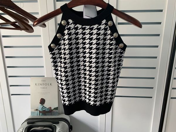women's tanks & camis designer 22ss balman spring and summer new products jacquard thousand bird lattice slim fit vest suspender women&, White
women's tanks & camis designer 22ss balman spring and summer new products jacquard thousand bird lattice slim fit vest suspender women&, White
