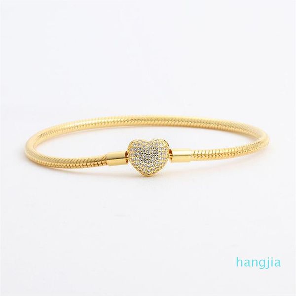 18k yellow gold plated cz diamond heart bracelets original box set for pandora 925 silver snake chain bracelet for women wedding j259v, Golden;silver 
18k yellow gold plated cz diamond heart bracelets original box set for pandora 925 silver snake chain bracelet for women wedding j259v, Golden;silver