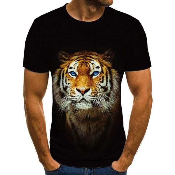 summer 3d printing lion tiger picture men s and women s casual t shirt fashion trend young handsome round neck 220618, White;black