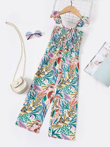 toddler girls leaf print ruffle trim frill shirred cami wide leg jumpsuit she, Blue
toddler girls leaf print ruffle trim frill shirred cami wide leg jumpsuit she, Blue