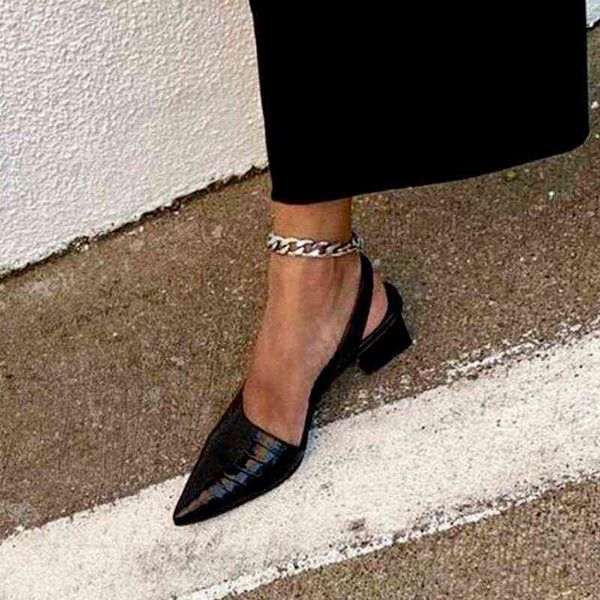 women's pointed toes pumps mid chunky heels slingback sandals shoes summer new vintage woman lady female sandals slippers shoes y220701, Black
women's pointed toes pumps mid chunky heels slingback sandals shoes summer new vintage woman lady female sandals slippers shoes y220701, Black