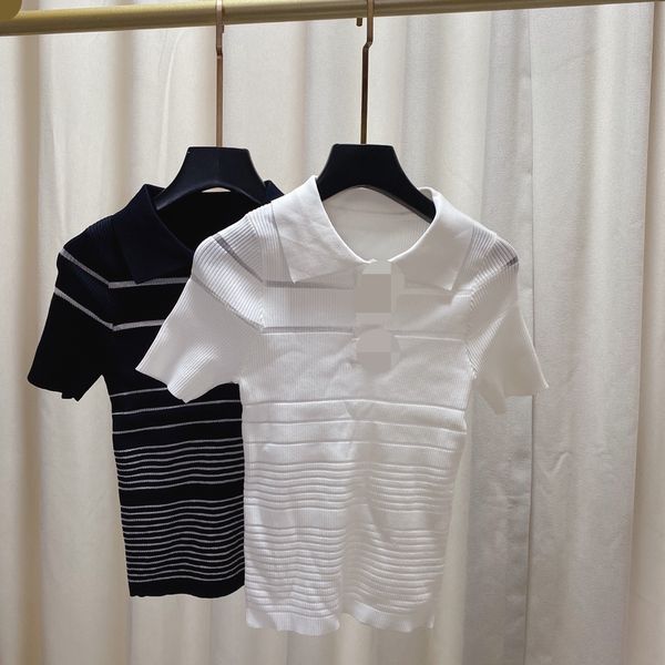 603 l 2022 runway summer brand same style sweater black white crew neck short sleeve women's sweaters qian, White;black
603 l 2022 runway summer brand same style sweater black white crew neck short sleeve women's sweaters qian, White;black