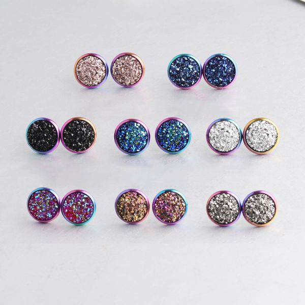 rainbow color stainless steel stud 8mm 10mm 12mm resin druzy drusy earrings handmade stud for women jewelry men, Golden;silver
rainbow color stainless steel stud 8mm 10mm 12mm resin druzy drusy earrings handmade stud for women jewelry men, Golden;silver