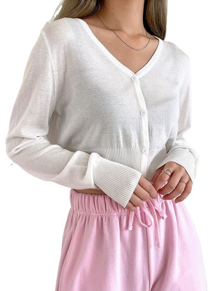 dazy button front crop cardigan k06q#, White;black
dazy button front crop cardigan k06q#, White;black