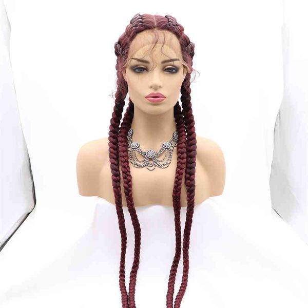 26 inch long lace front wine red double dutch wigs babyhair for women 99j heat ristant synthetic twisted braided wig, Golden;white
26 inch long lace front wine red double dutch wigs babyhair for women 99j heat ristant synthetic twisted braided wig, Golden;white