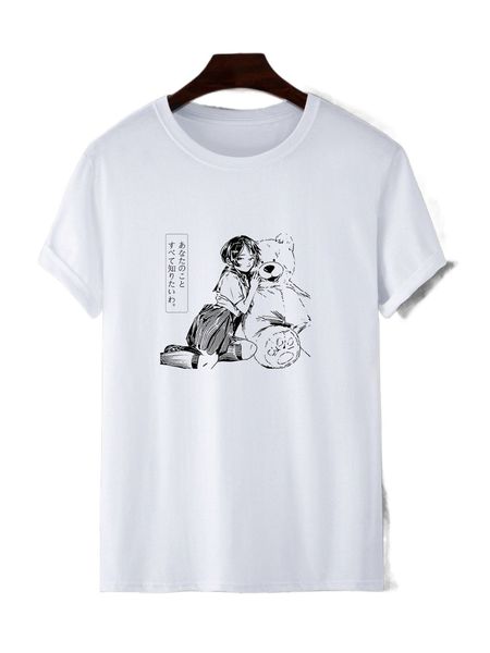 men japanese letter & figure graphic tee 24wv#, White;black