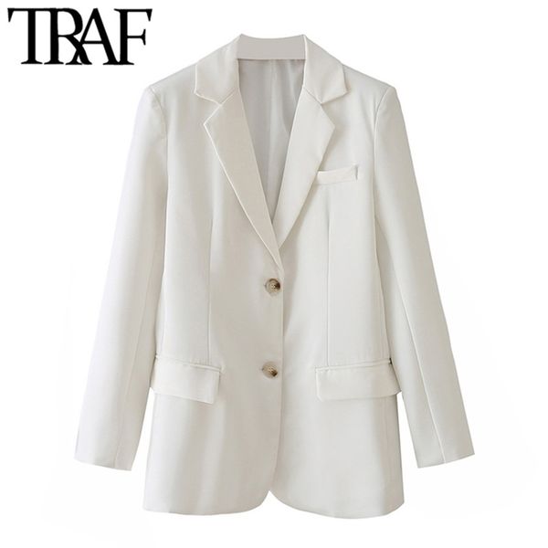 traf women fashion single breasted white blazer coat vintage long sleeve welt pockets female outerwear chic veste femme 220402, White;black
traf women fashion single breasted white blazer coat vintage long sleeve welt pockets female outerwear chic veste femme 220402, White;black