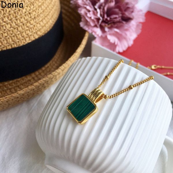 donia jewelry luxury necklace european and american fashion square titanium steel micro-set malachite pendant designer gift accessories, Silver
donia jewelry luxury necklace european and american fashion square titanium steel micro-set malachite pendant designer gift accessories, Silver