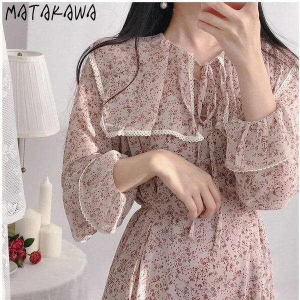 french small floral femme robw korean slim waist chiffon aline midi women dress spring retro vestidos 210506, Black;gray
french small floral femme robw korean slim waist chiffon aline midi women dress spring retro vestidos 210506, Black;gray